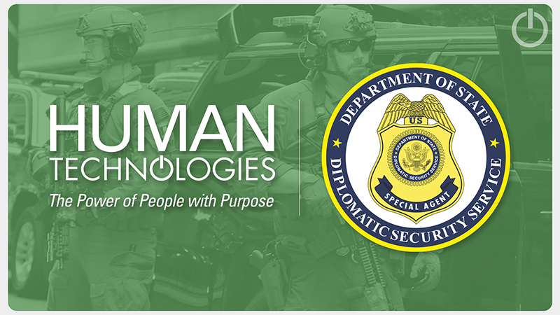 Human Technologies logo beside the Dept. of Diplomatic Security Service seal.